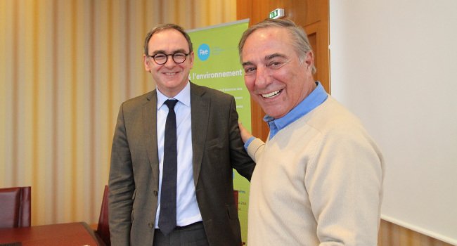 Allain Bougrain Dubourg, président de la LPO et Xavier Piechaczyk, Directeur Général Adjoint Réseaux, Clients et Territoires de RTE - Crédit photo : RTE